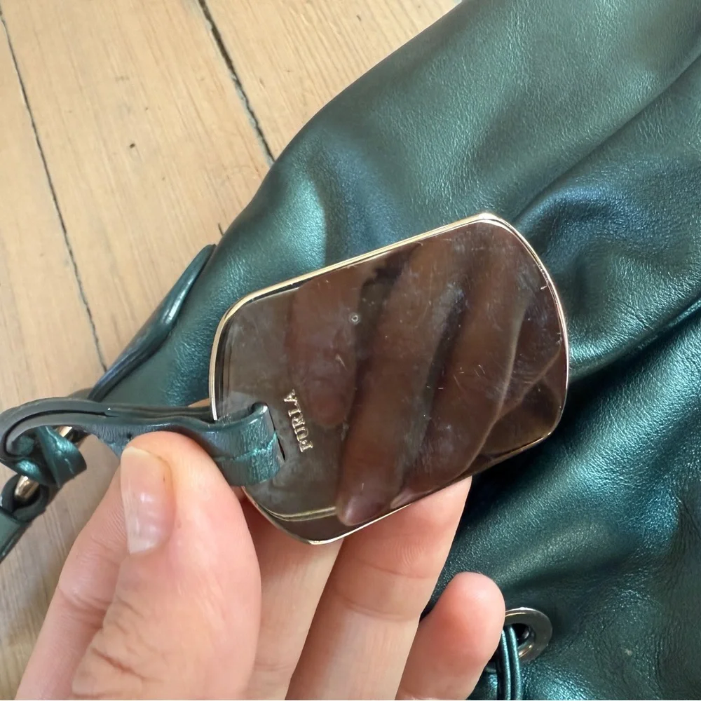 Furla Metallic Teal Leather Women Bag - Picture 3 of 5